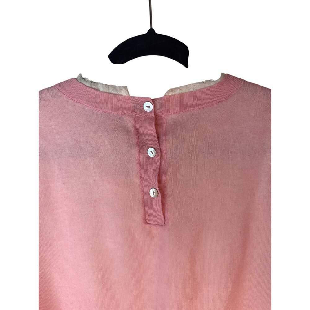 NWT ZARA Pink Medium Short Sleeve Linen Blend Dainty, Whimsical Top - Picture 8 of 16